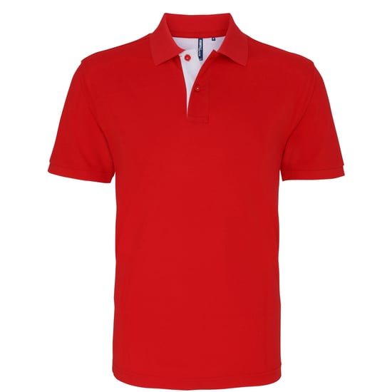 Asquith & Fox Herren Classic Fit Kontrast-Poloshirt (Rot/Weiß) - Image 1