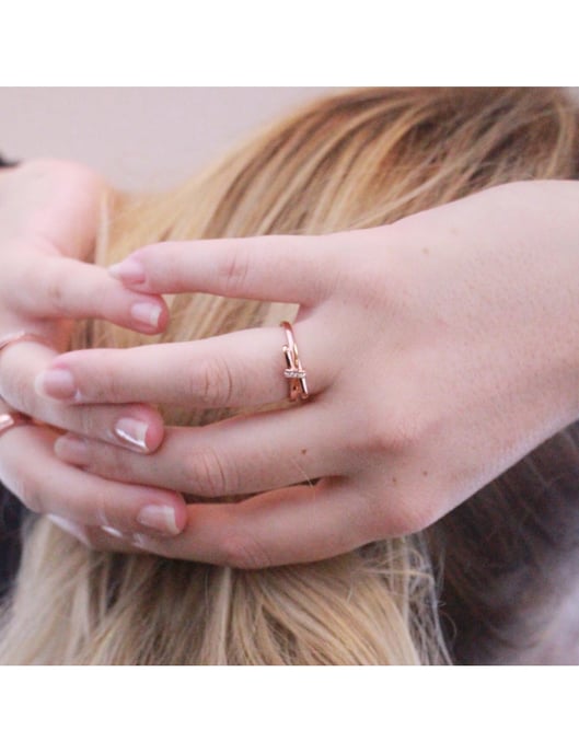 Ring mit leuchtender Schleife - Rose Gold und Kristall - Image 2