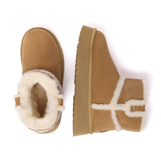 EVER AU Damen Leder Chic Plateau Kurzstiefel - Barren - Image 3