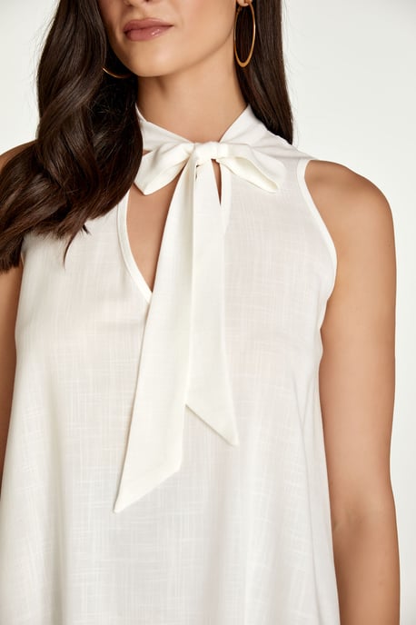 Ecru Tie Detail Sleeveless Top