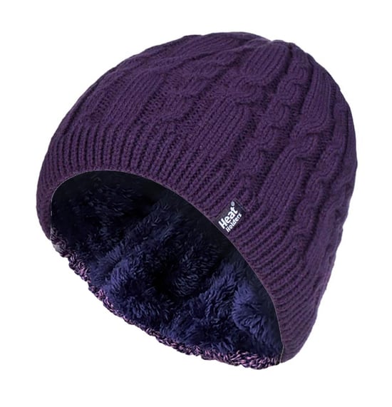 Damen gerippt Kabel stricken Fleece gefüttert Thermal gestrickt Beanie Hut - Image 1