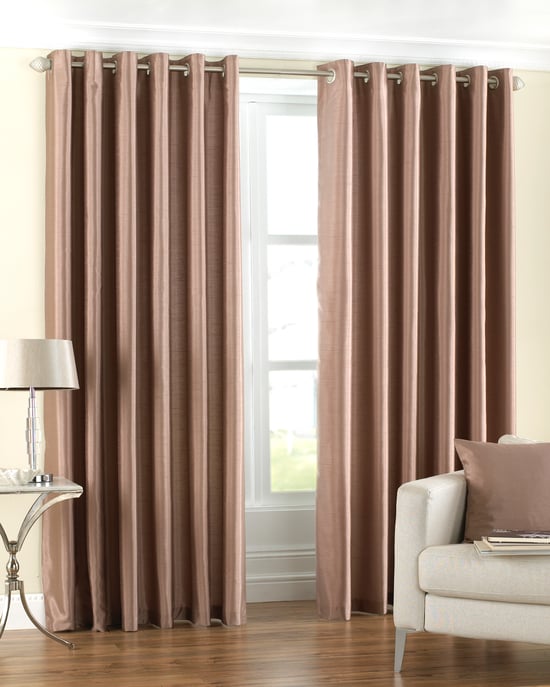 Fiji Silk Effect Eyelet Curtains in Latte