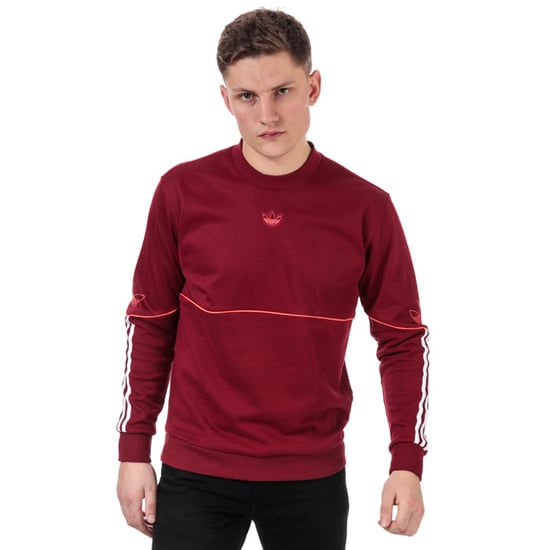Men's adidas Originals Outline Crew Sweatshirt in Burgundy