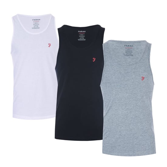 Men's Farah Vestu 3 Pack Vests in Black Grey White