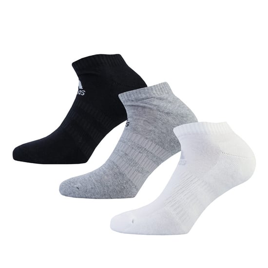 Men's adidas 3-Pack Cushioned Low-Cut Socks in Black Grey White