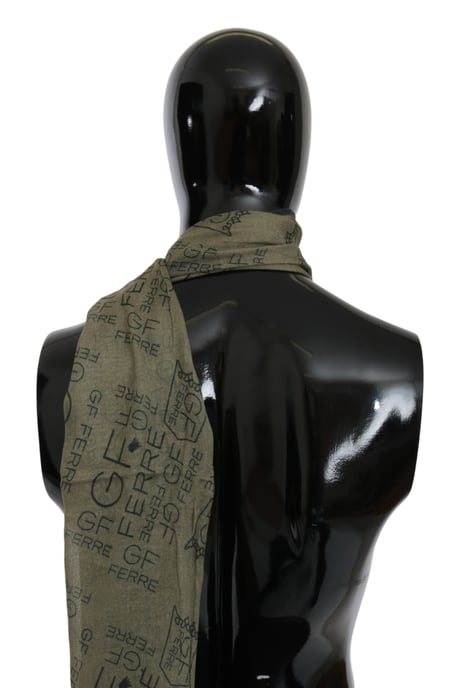 GF Ferre Foulard vert en laine et viscose à motifs pour femme - Image 3