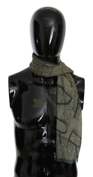 GF Ferre Foulard vert en laine et viscose à motifs pour femme - Image 4