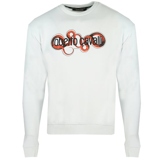 Roberto Cavalli Schlange gewickelt Logo Weiß Pullover - Image 1