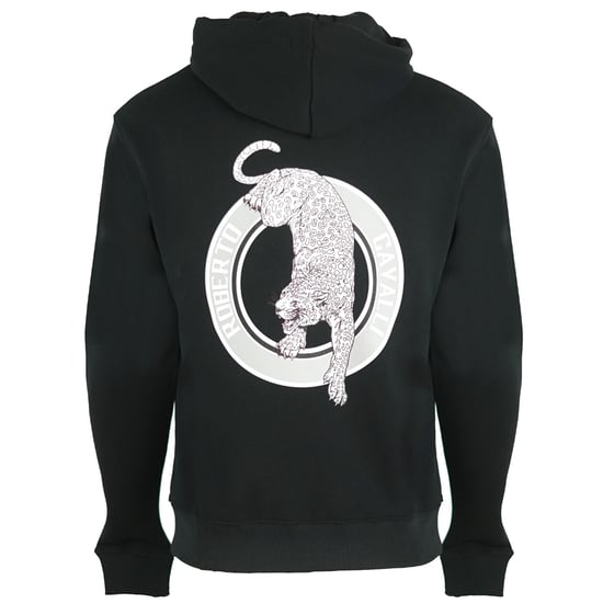 Roberto Cavalli Leopard Logo Black Hoodie