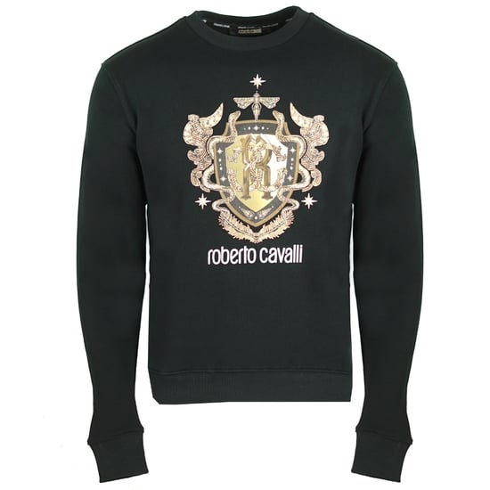 Roberto Cavalli RC Gold Shield Logo Schwarzer Pullover - Image 1