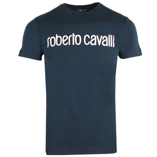 Roberto Cavalli Logo Navy Blau T-Shirt - Image 1