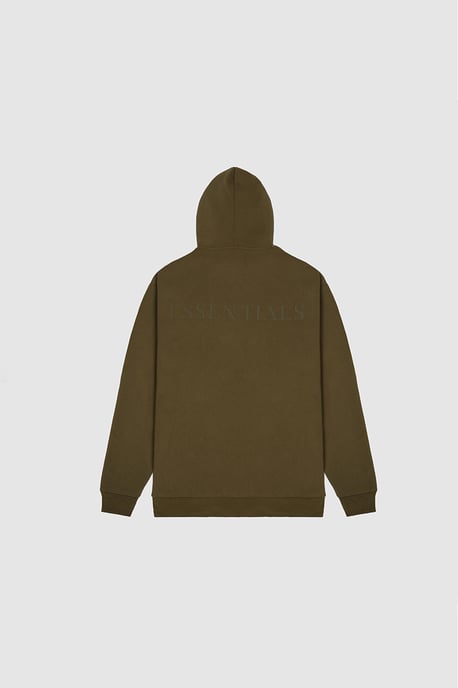 Khaki Cotton Blend Hoodie With Tonal Graphic Prints
