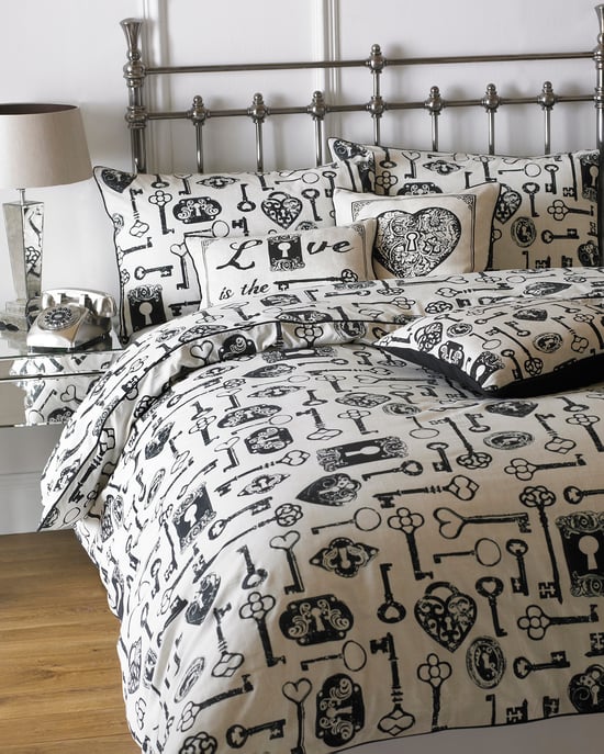 Keys Double Duvet Set Linen/Black - Image 1