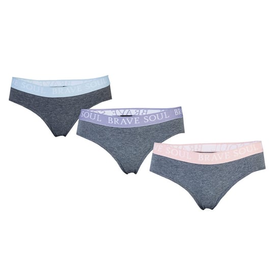 Women's Brave Soul 3 Pack Pastel Trim Briefs in Multi colour