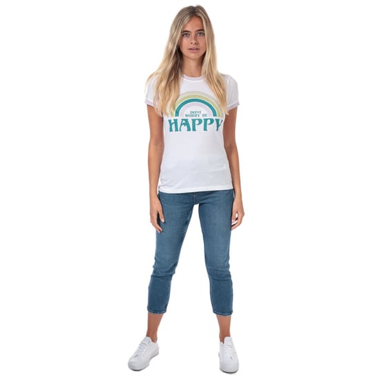 Women's Brave Soul Be Happy T-Shirt Lilac 10in Lilac