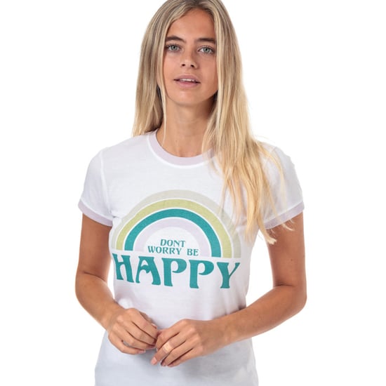 Women's Brave Soul Be Happy T-Shirt Lilac 10in Lilac