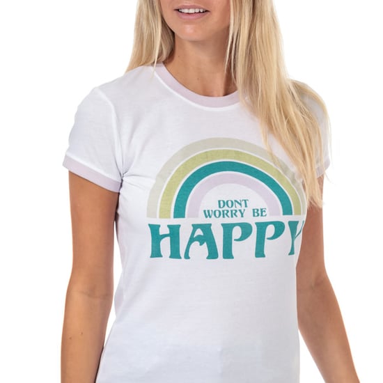 Women's Brave Soul Be Happy T-Shirt Lilac 10in Lilac