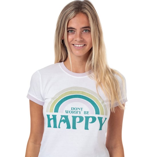 Women's Brave Soul Be Happy T-Shirt Lilac 10in Lilac