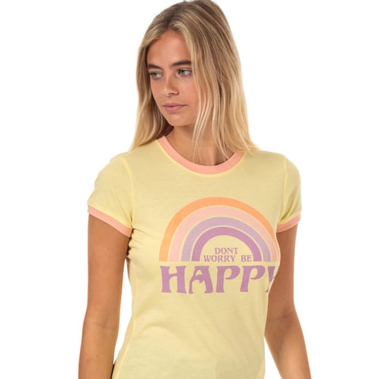Women's Brave Soul Be Happy T-Shirt Yellow 10in Yellow