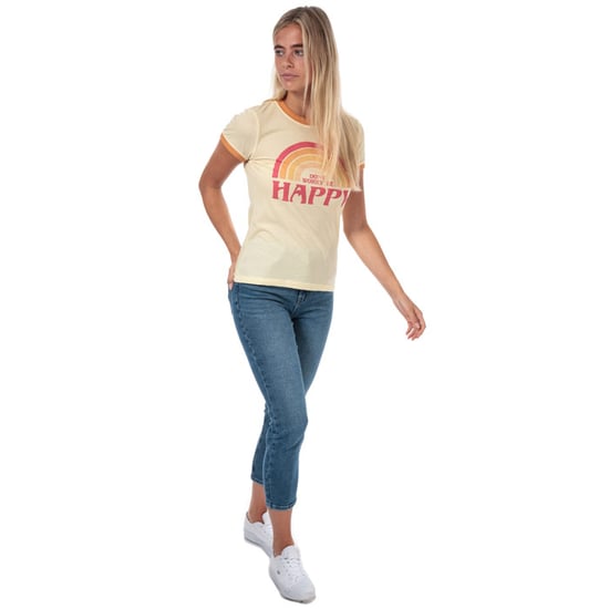 Women's Brave Soul Be Happy T-Shirt Orange yellow 10in Orange yellow