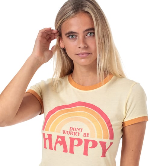 Women's Brave Soul Be Happy T-Shirt Orange yellow 10in Orange yellow