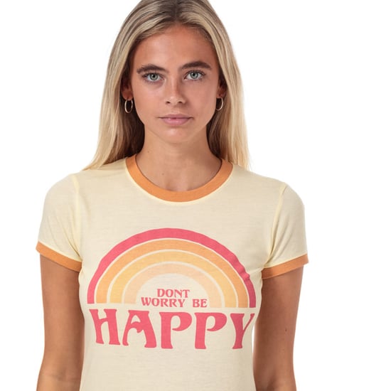 Women's Brave Soul Be Happy T-Shirt Orange yellow 10in Orange yellow