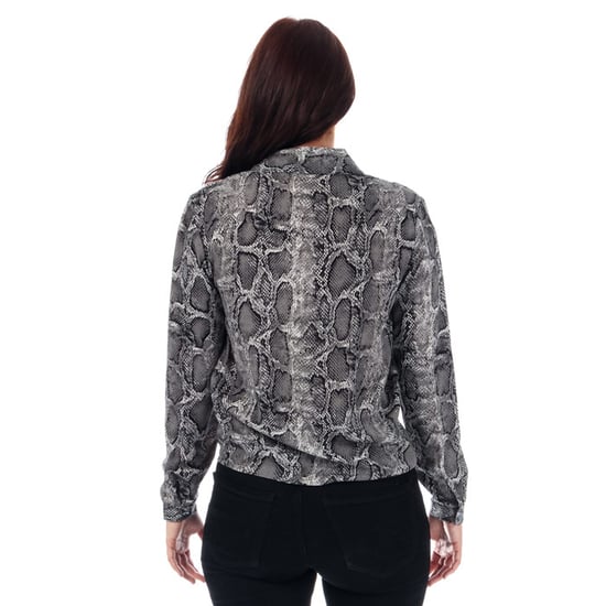 Women's Brave Soul Snake Print Tie Front Blouse in Black-White