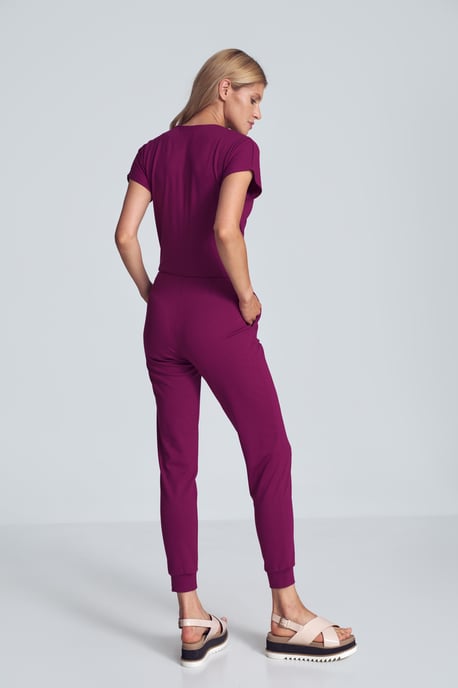 Fuchsia Jumpsuit with Wrap Neckline