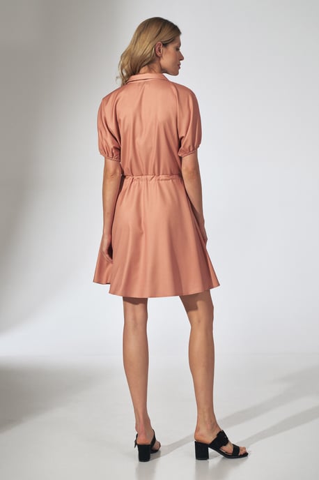 Orange Kimono Dress with Collar