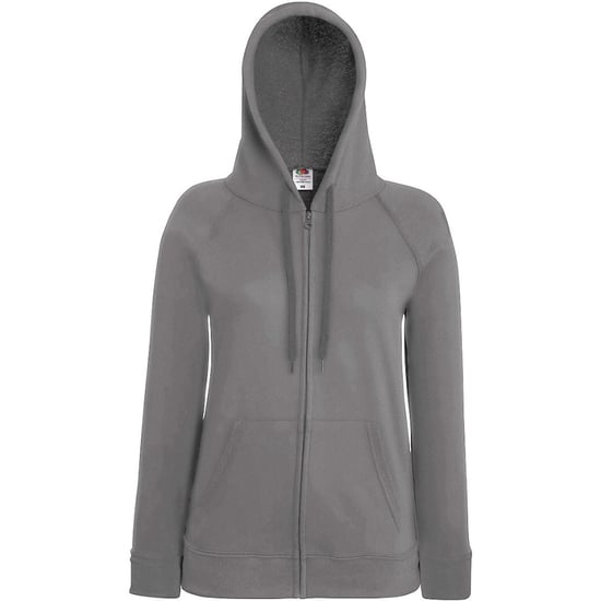 Fruit Of The Loom Damen Kapuzenjacke / Kapuzen-Sweatshirt / Hoodie mit Reißverschluss, tailliert (Hellgrau) - Image 2