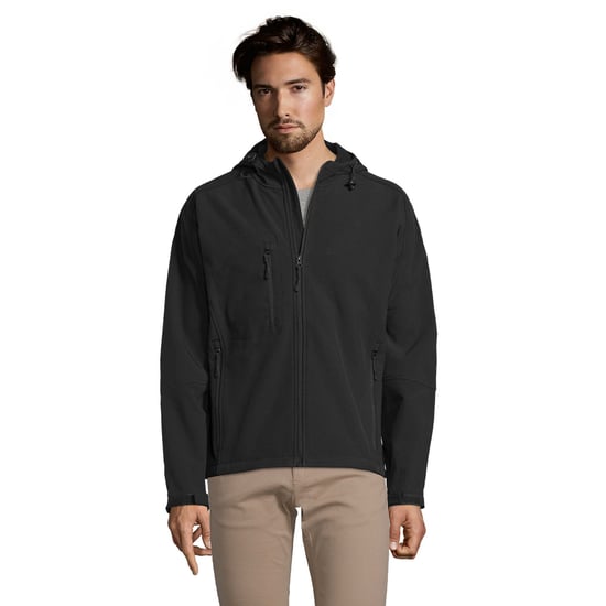 SOLS Mens Replay Hooded Soft Shell Jacket (atmungsaktiv, winddicht und wasserabweisend) (Schwarz) - Image 2