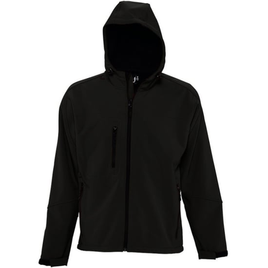SOLS Mens Replay Hooded Soft Shell Jacket (atmungsaktiv, winddicht und wasserabweisend) (Schwarz) - Image 1