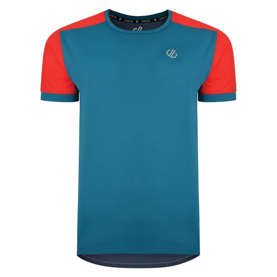 Dare 2B Herren T-Shirt Unifier, kurzärmlig, mit Farb-Kontrasten (Tiefseeblau/Feuerrot) - Image 1
