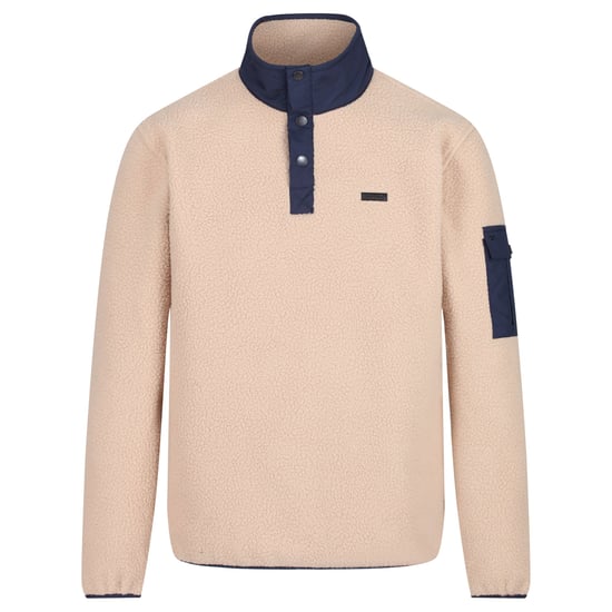 Regatta Mens Cormac Heavyweight Button Neck Fleece Sweater (Oat/Navy)