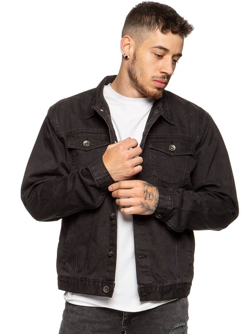 Enzo Men's Enzo Denim Designer Jacket - BLK
