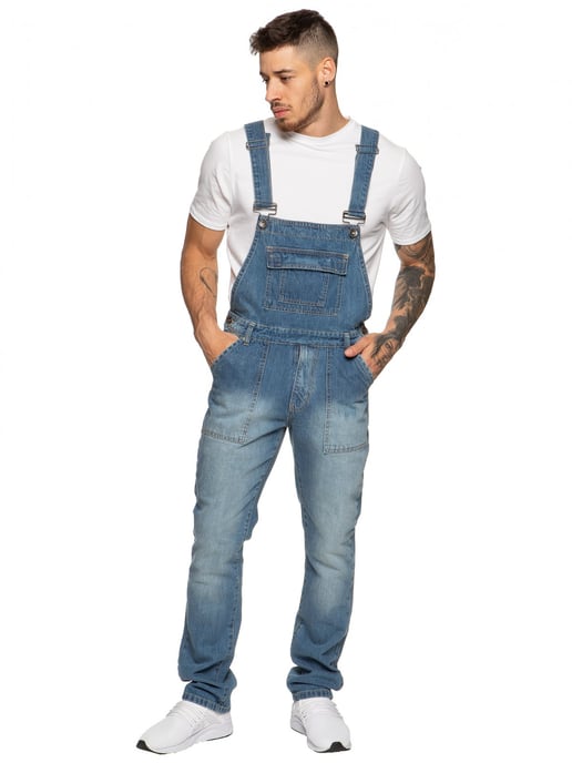 Enzo Herren Latzhose aus blauem Denim - Image 1
