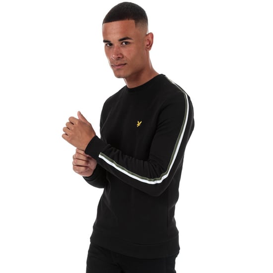 Herren Lyle And Scott Taped Crew Neck Sweatshirt in schwarz grün - Image 1