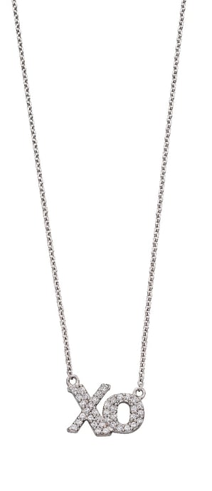 Fiorelli Silver Womens 925 Sterling Silver Cubic Zirconia Xo Symbol Necklace of Length 40cm + 5cm