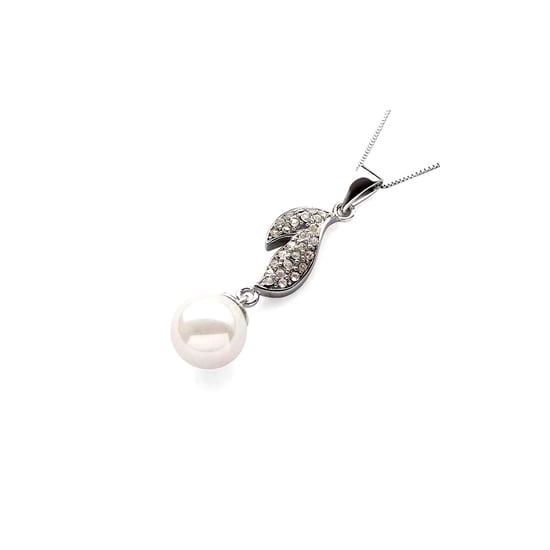 Pendentif Femme Feuilles en Perles d'imitation en nacre reconstituée Blanches - Image 1