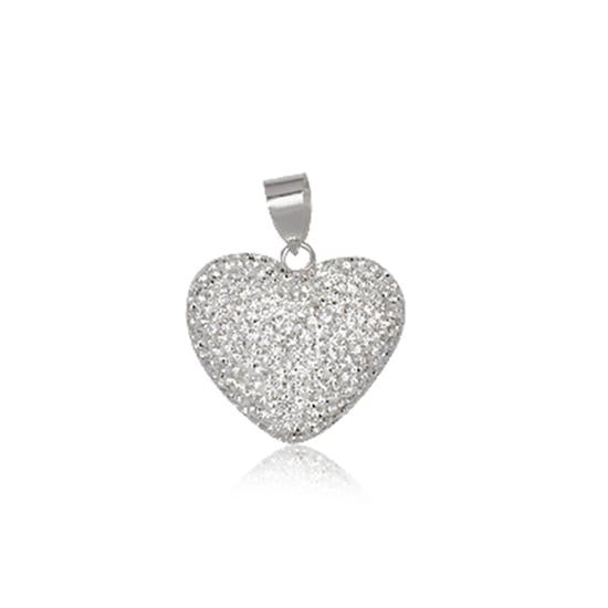 Pendentif Grand C?ur en Cristal Blanc et Argent 925 - Image 1