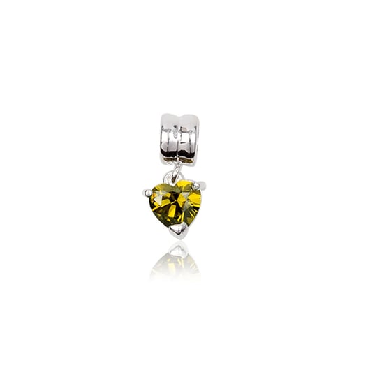 Charms Bead Coeur en Cristal Jaune Vert et Argent 925 - Image 1