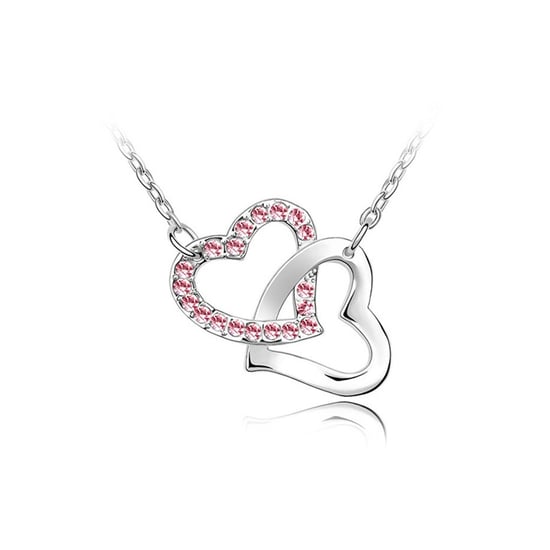 Swarovski - Collier double Coeurs entrelacés orné de Cristal rose de Swarovski et plaqué rhodium - Image 1