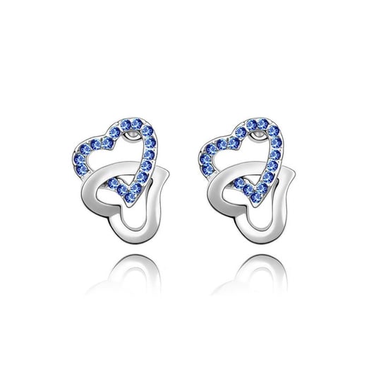 Swarovski - Double Hearts Earrings made with a Blue Crystal from Swarovski
