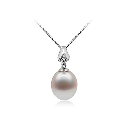 Pendentif Perle de Culture blanche Argent 925 et Cubic Zirconia - Image 1