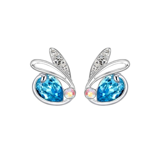 Swarovski - Blue Swarovski Crystal Elements Rabbit Earrings and Rhodium Plated