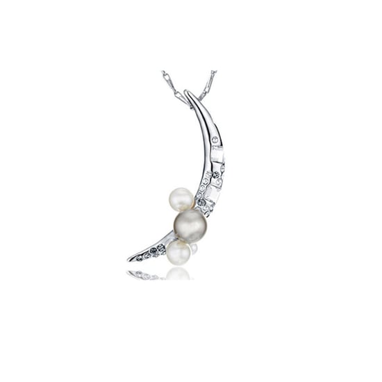 Swarovski - Pendentif Lune en Perles, orné de cristaux de Swarovski Blanc et Plaqué Rhodium - Image 1