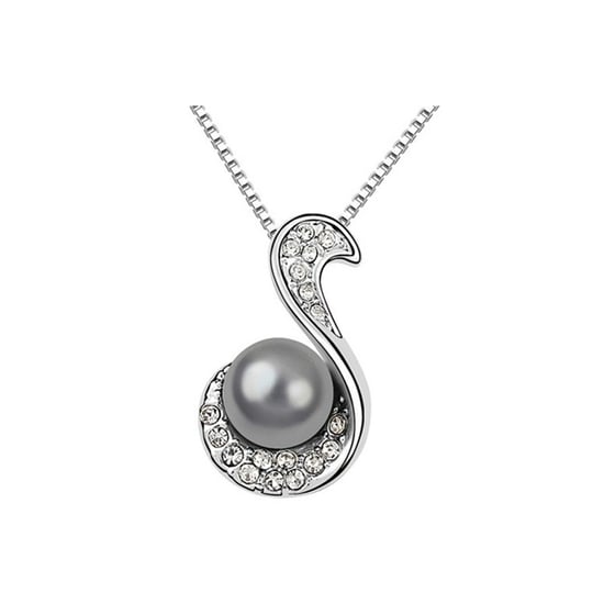 Black Pearl and White Crystal Pendant - Image 1