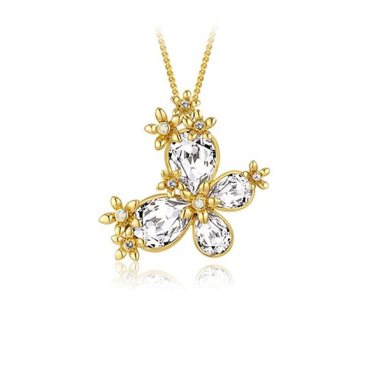 Swarovski - White Swarovski Crystal Elements Butterfly Pendant Brooch