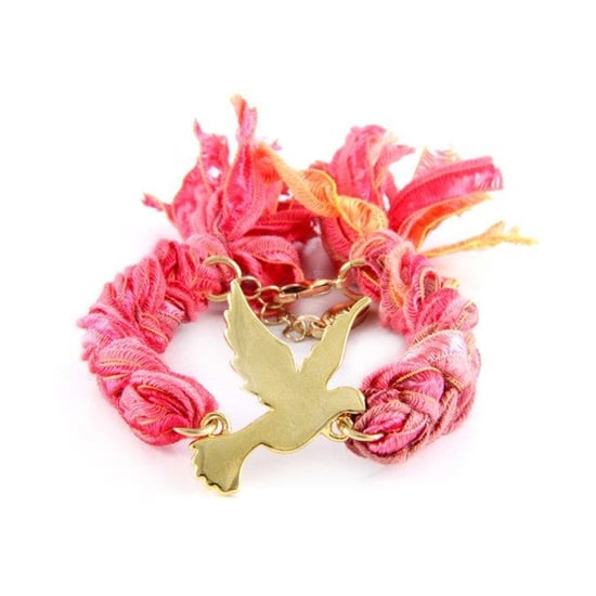 Ettika - Red Ribbons and Yellow Gold Dove Bracelet