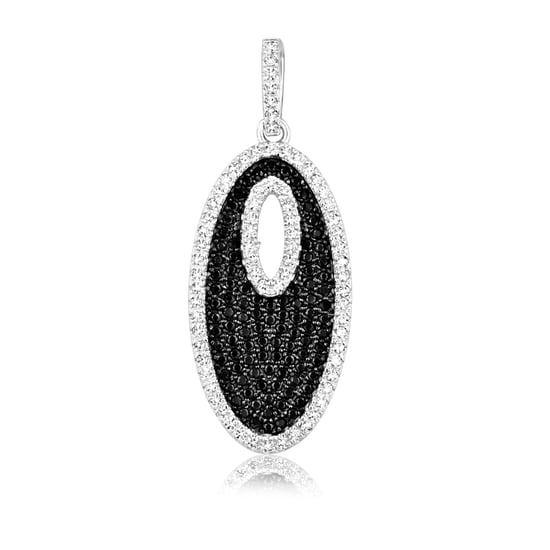 Swarovski - Black and White Swarovski Zirconia Crystal Pendant and Silver - Image 1